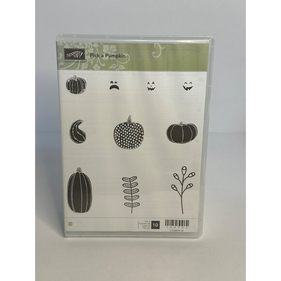 Pre-Used Stampin’ Up! Sale-A-Bration “Pick a Pumpkin” Set of 10 Cling Stamp Set - Picture 1 of 5